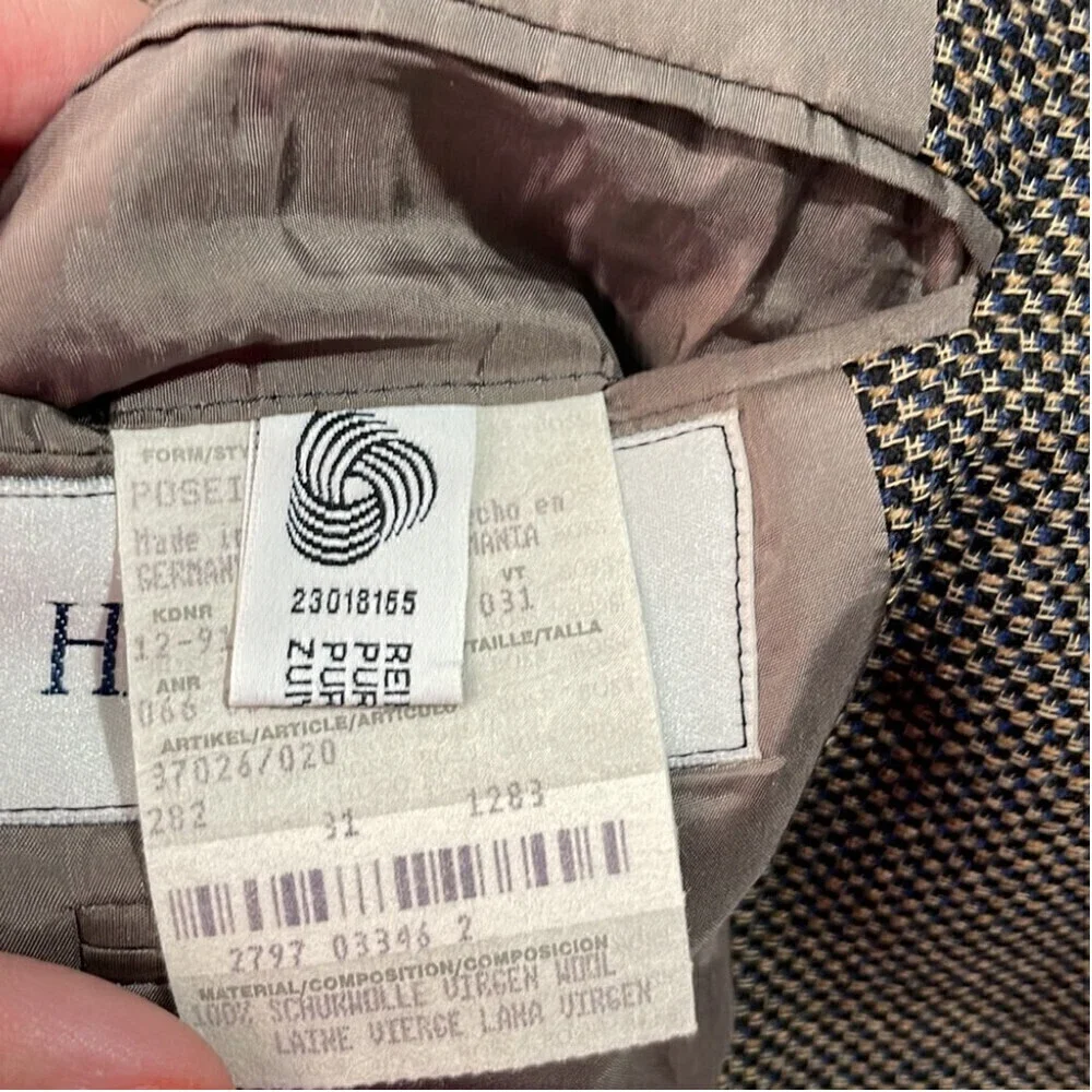 HUGO Boss suit jacket sports coat nails head browns blues 100% virgin wool sz 40